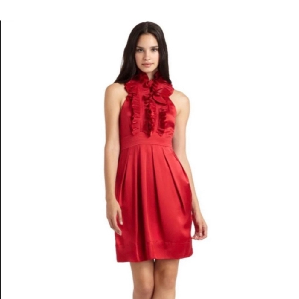 BCBGMaxAzria Red Ruffle Mini Dress